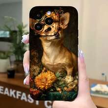 2026 nueva funda de teléfono esmerilada, funda de teléfono con impresión de arte floral de chihuahua para  17 15 Pro Max,  17 14,  17 13,  17 12, protector de teléfono  Galaxy S23 S22 S21, regalo de funda de teléfono para pareja, regalo de vacaciones para novio y novia - Azul Klein - Ver 5