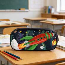 Rocket Cartoon Shaped Student Pencil Case, Large Capacity Design With Layered Storage, Easily Holds Pencils, Erasers, Rulers And Other Stationery. Essential School Supplies For Daily Use, Outdoor Sketching, Office Desk Organization,Bag - Multicolor - View 3