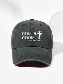 1pc Unisex God Is Good Cross Print Vintage Soft Top Baseball Cap, Fashion Sun-Shading Breathable Adjustable Hat, Versatile Trucker Hat Suitable For Daily Wear And Outdoor Activities - M - View 18
