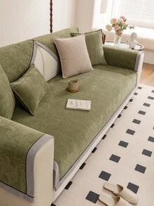 1pc Velvet Breathable Sofa Cushion, Luxurious Minimalist Sofa Cover, Dust-Proof Anti-Slip Anti-Scratch, Protect Sofa, Fade-Resistant, Suitable For Bedroom Living Room Study Sofa, All Seasons - Green - View 7