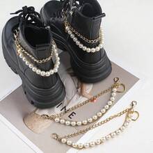 2pcs Pearl Chain Shoe Accessories, Multi-Layer Faux Pearl Chain Shoe Decor, Detachable Boot Chain Ornament, Chic & Elegant Chain Accessory, Unisex Design, Delicate Shoe Decoration, Suitable For Boots, Crystal Beauty Accessories, Party Item, Shoe, Spring Summer Picks, Brides Maid Gifts, Room, Bedroom Decor, Bedroom Decor, Beach, Travel, For Men, For Women, Vacation, Women's Day, Travel Essentials, Wedding Favors, Y2k, Bedroom, Car Accessories Women, Kitchen Decor, Cute Stuff - Multicolor - View 7