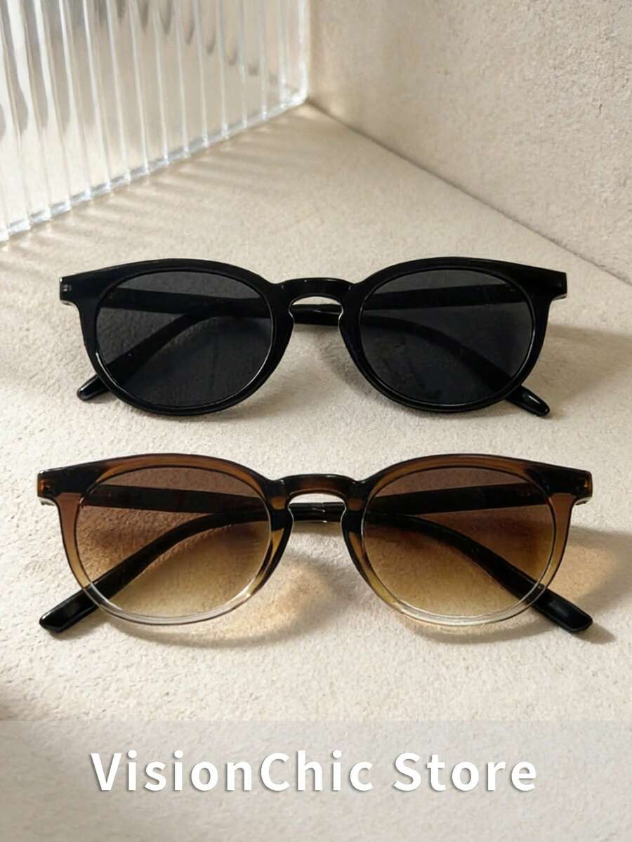 2 Pairs Women's Classic Fashion Square Frame Glasses, Retro Elegant Luxury High-Quality Glasses Suitable For All Face Shapes, Applicable For Daily Life, Outdoor, Vacation, Driving, Travel, Party, Beach, All Seasons - Multicolor - View 1