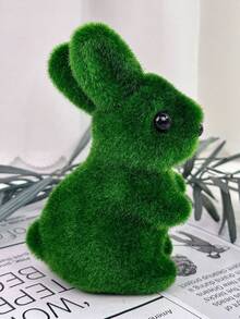 Easter Rabbit Green Foam Flocked Realistic 3D Moss Rabbit Craft Ornament, Garden Decor - Multicolor - View 6