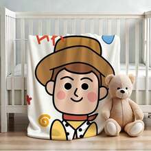1pc Toy Story Woody Illustration Blanket, White Printed Blanket,Cartoon Character Print Blanket,Cute Cartoon Blanket,Cartoon Blanket Fluffy,Camping Blanket,Christmas Present Modern Fashion Gift Suitable For Home Bedroom Bed Sofa Office Lunch Break Cover Picnic Blanket - Nhiều màu - Xem 4