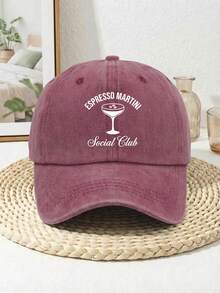 Cocktail Theme "ESPRESSO MARTINI Social Club" Vintage Washed Baseball Cap, Unisex Adjustable Curved Brim Hat, Suitable For Bar Dates, Friend Gatherings & Daily Urban Casual Style - A - View 12