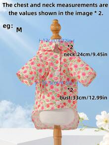 1pc Pet Dog Cute & Fresh Pastoral Style Outfit, Soft & Comfortable/Contrast Floral Print/"Vitality"/"Spring Blossom"/Designed Short Sleeve Shirt, For Puppy/Small Dog Spring Summer Autumn - Multicolor - View 3
