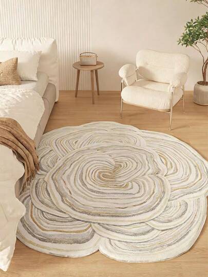1pc Floral Pattern Round Rug, Vintage Color Soft Area Carpet, Modern Minimalist Yet Retro Style, Suitable For Living Room, Bedroom, Study Or Balcony, Washable
