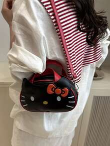 Bolsa Mini Sanrio Hello Kitty Primavera/Verão 2025 - Design de Desenho Animado Fofo, Couro Lacado Brilhante, Moda e Estiloso, Adequado para Adolescentes e Mulheres Jovens. Multifuncional 2 em 1, Pode Ser Carregada na Mão ou Usada Transversal. - Multicolorido - Visão 8