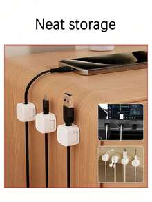 10pcs Rotatable Magnetic Cable Organizer, Non-Slip Cable Holder, Desktop Charger Cable Clip, Practical Home Cable Management Tool, Multi-Function Hook, Desktop Storage, Home Office Setup, Stylish Organizer, Compact Design, Non-Slip Handle, Desktop - White - View 5