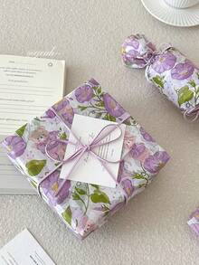 Papel de embrulho para presente com estampa de ursinho de pelúcia roxo em formato de trombeta (5/10/20 unidades), resistente à umidade e a impactos, ideal para aniversários, Dia dos Namorados, presentes, roupas, embalagens de presentes e decoração de caixas. - Multicolorido - Ver 4