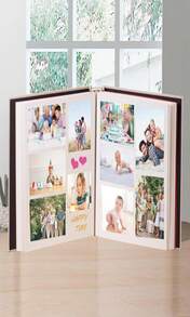 Photo Album Self Adhesive 3x5 4x6 5x7 6x8 8x10 85x11 11x106 Magnetic Scrapbook Album DIY Length 11x106 Inch 40 Pages Linen Cover DIY Photo Album With A Metallic Pen And And Plastic Board(Grey) - ColorA - View 4