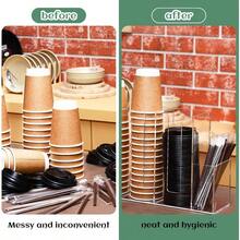 4 Compartments Acrylic Coffee Cup And Lid Storage Organizer Holder Disposable Paper Cup Dispenser Organizer Plastic Lid Holder Accories For Kitchen Bar Shop Party Plies Transparent - 透明的 - 查看 5