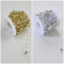 1pc/2pcs (10m/5m) Faux Pearl Beaded Garland Chain, Suitable For Valentine's Day, Wedding, Party, Indoor/Outdoor Home Decor, Gardening Decor, Bridal Shower, Anniversary & Holiday Decor, Christmas Decor And DIY Jewelry Making; Artificial Blue Pearl Beaded Garland Chain, Suitable For DIY Wedding Party Bouquet Decor, Fireplace, Holiday Decor, Crafts, Bead Curtain. - Multicolor - View 29