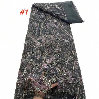 2026款高品质法国蕾丝面料，饰以非洲亮片串珠，适合制作尼日利亚婚纱