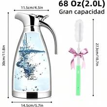 Luvan Cafetera Térmica 2 L Jarra Térmica para Café de Acero Inoxidable Tetera y Termo para Agua Caliente con Cepillo Doble Pared de Vacío Mantiene Caliente/Conserva Frío hasta 12 Horas - Plata - Ver 3