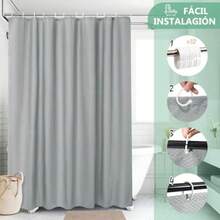 KTMOUW Cortina de Baño, Cortinas de Ducha 180x180cm Impermeable, Tela Lavables con 12 Ganchos Plegable Secado Rápido Cortinas para Duchas de Baño y Bañeras,(Gris) - Multicolor - Ver 6