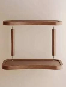 Organisateur de comptoir à double couche en noyer - Étagère de rangement élégante pour les cosmétiques, les parfums et les soins de la peau, parfait pour la salle de bain, la cuisine et le bureau, avec un compartiment fermé séparé - Brun - Voir 6