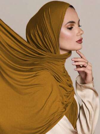 1 pieza Pañuelo/Chal de punto talla grande para mujer, Bufanda/Chal casual suave de unicolor, Accesorio