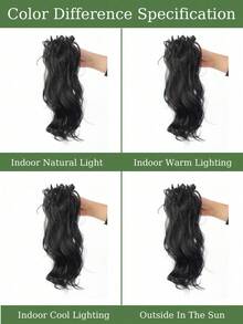 14英寸蝴蝶结爪夹式马尾假发 - 女士日常波浪卷合成假发 - 彩色 - 查看 8