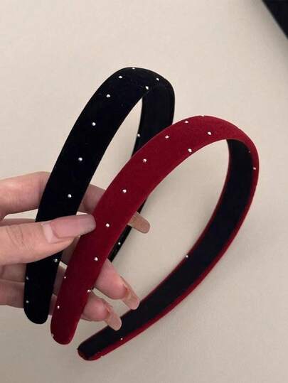 2/1pc Autumn/Winter Style Starry Velvet Headbands, Retro French Headbands, Face Wash Headbands, Daily Matching Hair Bands For Outings, Versatile Headbands, Valentine's Day Headbands, Women's And Girls' Headbands, Hair Accessories ﻿ Diadema Hair Hoop