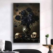 Framed Gothic Wall Art - Dark Romantic Home Decor With Black Roses & Skeletons,  Halloween, Farmhouse, Gothic Party Decoration -  Indoor/Outdoor Decoration - Mother'S Day, Christmas, Birthday Gift For Adults - Halloween Decorations, Farmhouse Style, Intricate Design,  Rustic Charm, Durable Construction For Living Room, Bedroom, Kitchen,Restroom Decoration - Framed(框架) - 查看 4