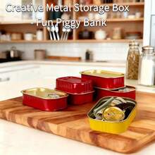 Hộp đựng đồ bằng kim loại hình lon thiếc có vòng kéo, ống tiết kiệm hình heo ngộ nghĩnh + hộp an toàn kín đáo để đựng trang sức, tiền bạc, thẻ, thuốc men, đồ dùng nhà bếp đa năng. - Nhiều màu - Xem 3