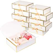 Hộp quà tặng có nắp đậy (6/12 chiếc), kích thước 10x8x3.5 inch, kèm ruy băng, thích hợp làm quà tặng cầu hôn cho phù dâu, hộp quà bằng giấy Kraft cho đám cưới, đóng gói, quà tặng, sinh nhật, bánh cupcake, đồ thủ công, quà Giáng sinh, tiệc độc thân, tiệc cưới, trang trí tiệc sinh nhật, quà cầu hôn cho phù dâu, trang trí đám cưới, quà tặng tiệc cưới và các dịp khác. Túi đựng quà tặng - trắng - Xem 2