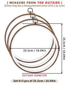Bộ 3 khung thêu chữ thập tròn kiểu cổ điển, làm thủ công, chất liệu ABS và PVC cao cấp, thiết kế vân gỗ giả và móc treo kim loại, có 7 kích cỡ, cũng có thể dùng làm khung ảnh hoặc vật trang trí. - màu nâu - Xem 12