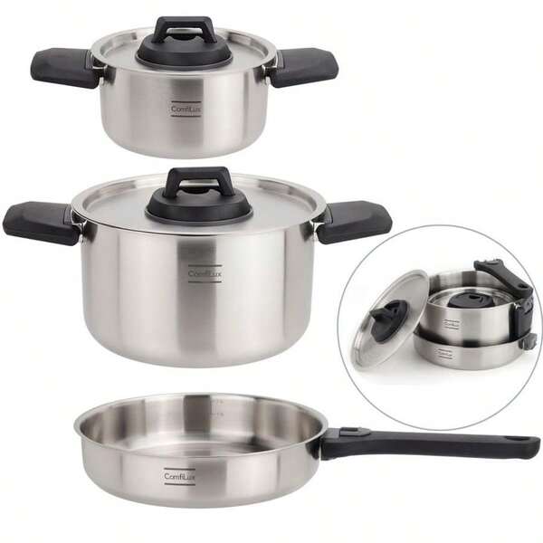 Steel Camping Cookware Set, 6 Pieces Camping Pots And Pans Set For Backpacking, Camp, And Kitchen