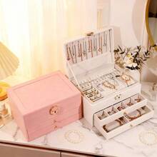 Multi-Layer Large Capacity Jewelry Box, Drawer Style Jewelry Storage Box For Rings, Earrings, Necklaces On Tabletop - Multicolor - View 2