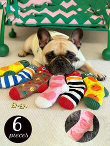 6pcs/1pc Soft & Durable Pet Treat Hiding Toys, Plush Scented Squeaky Puzzle Toys For Dogs & Cats, Interactive Boredom Relief Chew Toys, Durable Slow Feeder Puzzle Toys - Multicolor - View 13