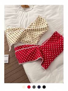 1pc Polka Dot Snood - Balaclava Hat & Scarf Combo, Thermal Lined And Heavyweight, Warm Winter Neck Gaiter For Women