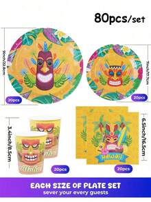 The Hawaii Themed Disposable Paper Tray Set Includes 9-Inch And 7-Inch Paper Cups And Napkins. Suitable For Various Occasions Such As Clubs, Parties, Picnics, Weddings, Family Banquets, And Party Supplies. Suitable For Kitchen And Dining Room Decoration, As Well As Party Decoration. This Is A Set Of Reception Paper Plates And Disposable Tableware. Weddings And Parties, Design. - Multicolor - View 7