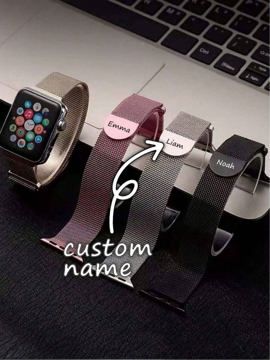 1pc Personalized Watch Band, Customizable With Your Name, Metal Magnetic Clasp Fits 42mm/46mm Case Size, Personalized Gift For Valentine's Day, Birthday