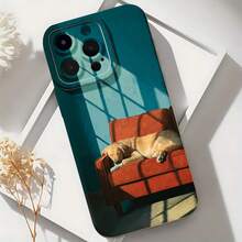 2026 nueva funda de teléfono esmerilada, diseño de perro en sofá rojo para iPhone 17 y modelos de , funda de protección para teléfono, regalo de funda de pareja para novio y novia, presente de vacaciones - Blanco antiguo - Ver 6