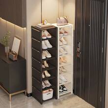 单排鞋架，金属管和无纺布材质，需自行组装，节省空间，防尘，适用于家庭/办公室 - 彩色 - 查看 8