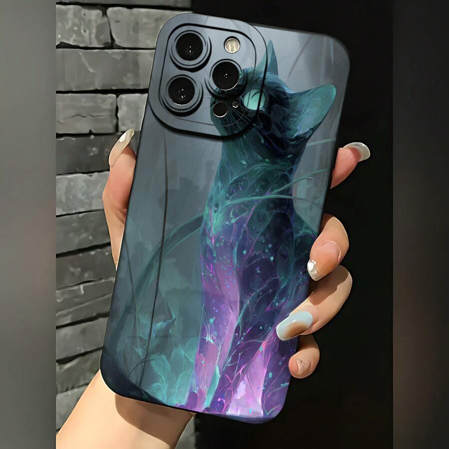 2026 nueva funda de teléfono esmerilada, funda de teléfono con diseño de gato y brillo cósmico para iPhone 17 14 13 12 11 Pro Max y  Galaxy S23 S22 S21 S20 Plus, funda protectora para teléfono, regalo de pareja para novio y novia, presente de vacaciones - Azul Klein - Ver 1