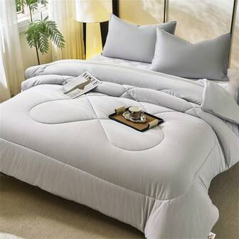 1 pieza Edredón blanco - Ropa de cama para todas las estaciones, edredón relleno de poliéster para cama tamaño Full/Queen, suave y lujoso de calidad hotelera, lavable a máquina - Blanco, cálido y esponjoso