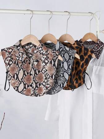 1 st. klassisk leopardmönstrad avtagbar krage, moderiktig avslappnad krageinsats för tröjor, unisex