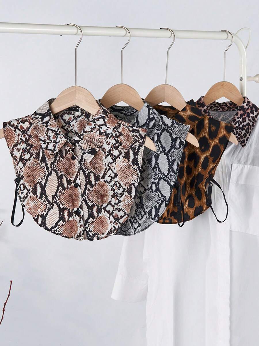 1pc Classic Leopard Print Detachable Collar, Fashion Casual Collar Insert For Sweaters, Unisex - Printed Fake Collar - View 1