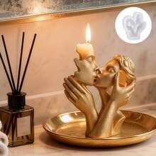 1pc Couple Silicone Mold, Candle Mold, Classic Kissing Lovers Design, Meaning Fulfilling Love, Suitable For Candle/Resin/Clay Mold, Great For Anniversary, Birthday, Wedding Party, Valentine's Day Decor, Love Theme Mold, Easily Create Romantic Atmosphere, Home Decor Craft - White - View 6