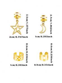 45pcs Star & Moon Metallic Hair Accessories Set, Suitable For Braids, Scrunchies, Dreadlocks, For Women & Girls To Wear On Parties And Festivals, Claw Clips, Hair Slide, Hair Barrettes, Head Accesssories - Gold - View 6