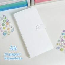 1本A6极简哑光贴纸收纳本，IDOLME贴纸收纳本，贴纸本，粉色、白色和透明色，一体式按扣贴纸收纳卡本，DIY手账材料收纳，适用于剪贴簿、贴纸本、3D立体贴纸收纳卡本、预算计划本、零钱和小饰品收纳、新学期返校用品、办公用品等。 - 彩色 - 查看 8