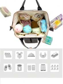 1pc New Fashion Mommy Travel Bag, Large Capacity Lightweight Casual Backpack For Mothers - Grey - View 6