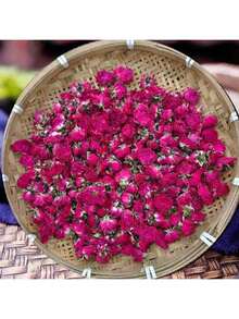 1 Stück 90g Rosenblüte mit Goldrand, konserviert - geeignet für Innenraum-Dekoration, Hintergrund, Tischdekoration, Blumenarrangements, DIY Handwerksarbeiten, kerzentauglich - Goldumrandete Krone (1 Stück) - Übersicht 12