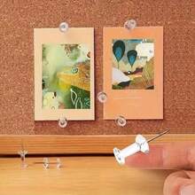 30/50/100/200pcs Assorted Push Pins, Multicolor Plastic Thumb Tacks, For Soft Cork Board, Office & School Supplies, Back To School, Home & Office Essentials - Transparent - View 5