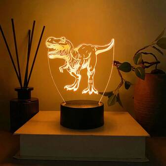 1pc Creative Tyrannosaurus Rex Shaped Atmosphere Light, Decorative Desk Lamp, Touch Sensitive 7-Color Changing, Acrylic Nightlight, Birthday Gift, Holiday Present