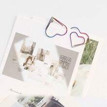 Bộ 50 kẹp giấy mini hình trái tim bằng kim loại, kẹp đánh dấu trang hình trái tim nhiều màu sắc, kẹp hình hoạt hình dễ thương dùng cho văn phòng, trường học, đóng sách, trang trí ghi chú. - Nhiều màu - Xem 9