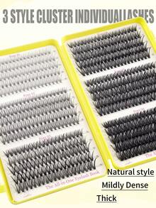600pcs C-Curl Fluffy 3D Mink Eyelashes, High Quality, Lowest Price, New DIY False Lashes, Soft & Voluminous, Suitable For Short, Light-Colored, DIY Eyelash Extension At Home - 黃色 - 查看 3