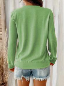 Plush Brushed Fleece Sweatshirt For Women - Relaxed Fit Fall Winter Top Women's All-Day Comfort Crew Neck Pullover - Soft Stretch Long-Sleeve Sweatshirt Wrap-Me-Up" Soft Crew Neck Sweatshirt | Women's Lazy-Day Essential (Multiple Hues) Dreamy Soft Crew Neck Pullover - Women's Versatile Casual Sweatshirt For Cool Days Women's Super Soft Crew Neck Sweatshirt - Warm Long-Sleeve Pullover (6 Colors) Relaxed Fit Brushed Fleece Sweatshirt - Women's Comfortable Fall Winter Top  Casual    Daily  Home - 綠色 - 查看 4